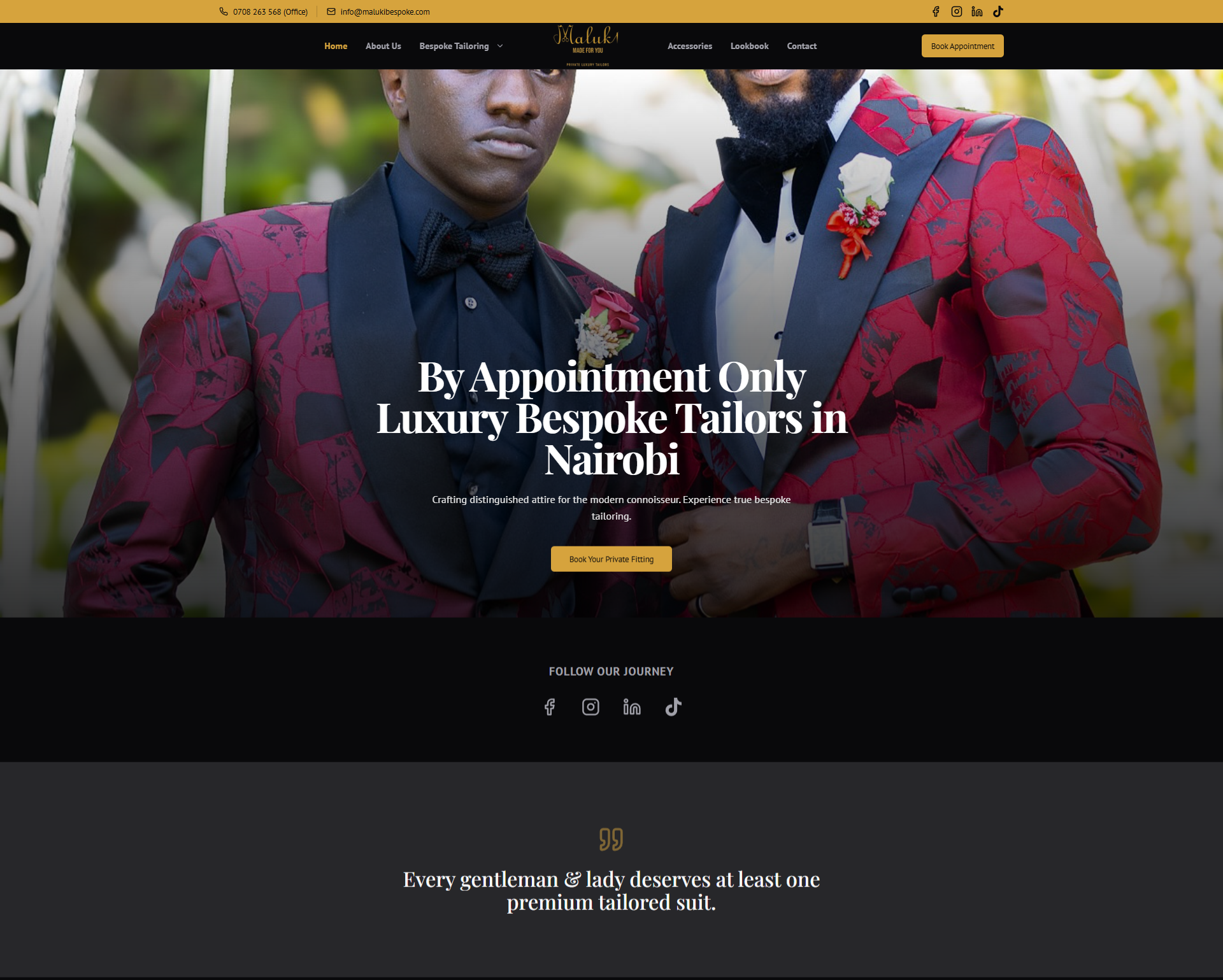 Maluki Bespoke luxury tailoring website by Cyril Creatives